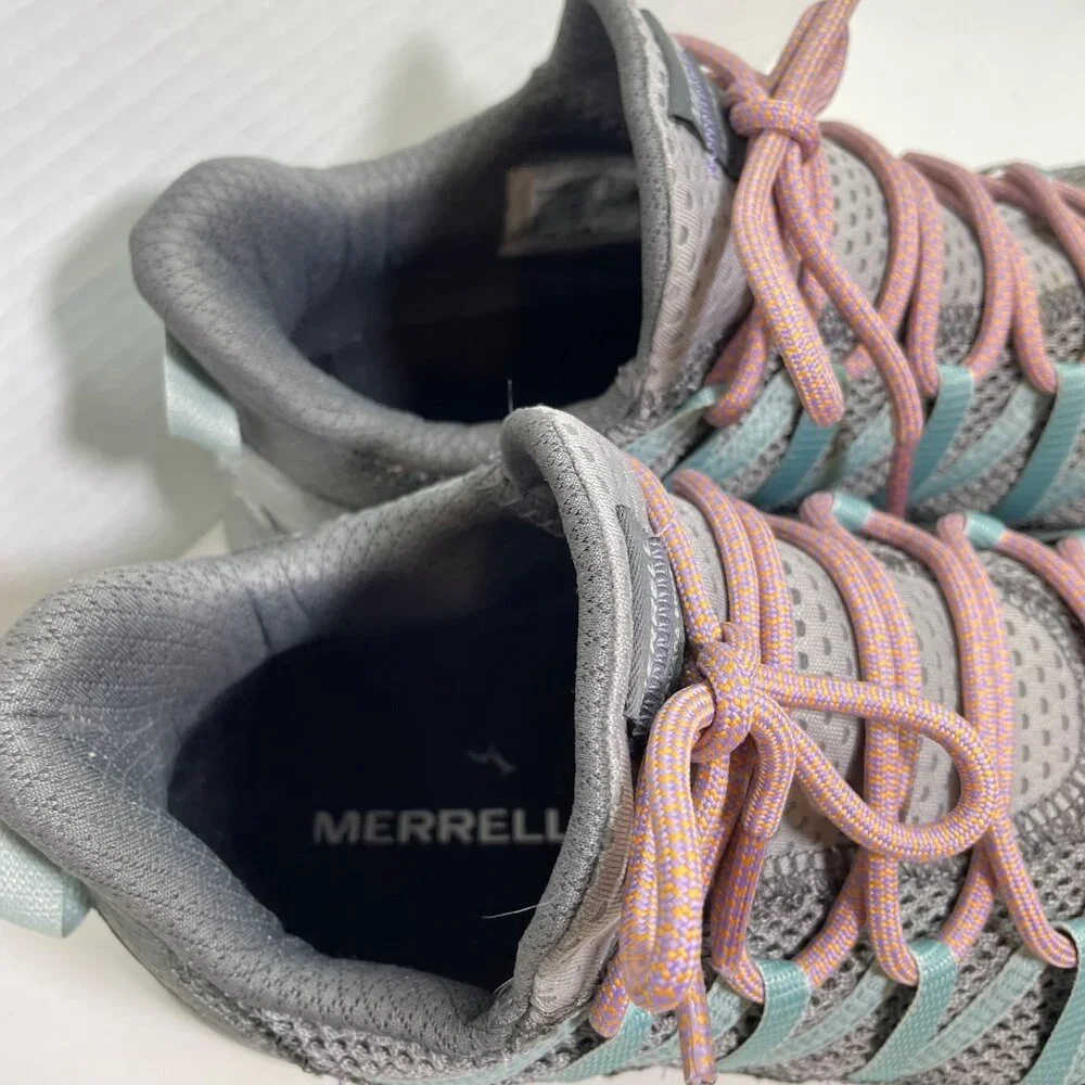 Merrell Women's Athletic Sneakers Size 10 Gray Mesh with Pink & Teal Accents - Picture 3 of 12